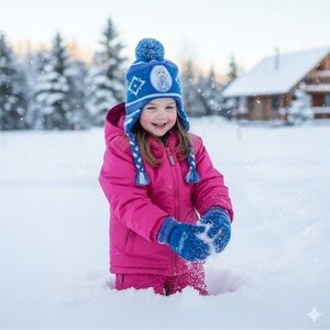 Disney Princess Elisa Frozen ll  Tassel Pom Pom Hat and Glove Toddler Set